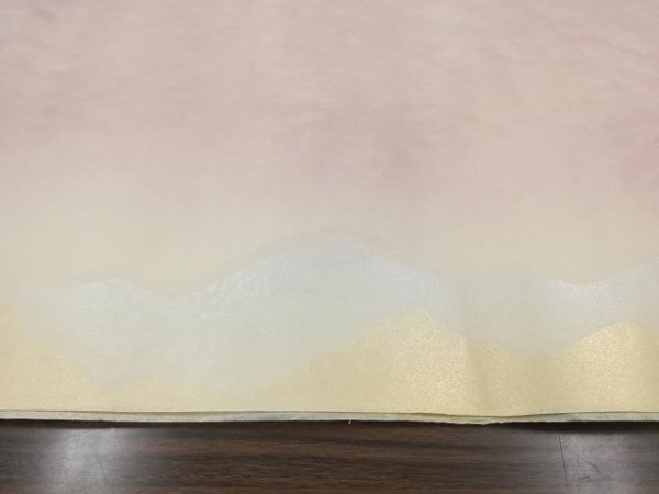 画像10: 【約30％OFF】木版刷　金銀連山　パール加工　アカネ系　1.75尺×7.5尺　（1枚） (10)