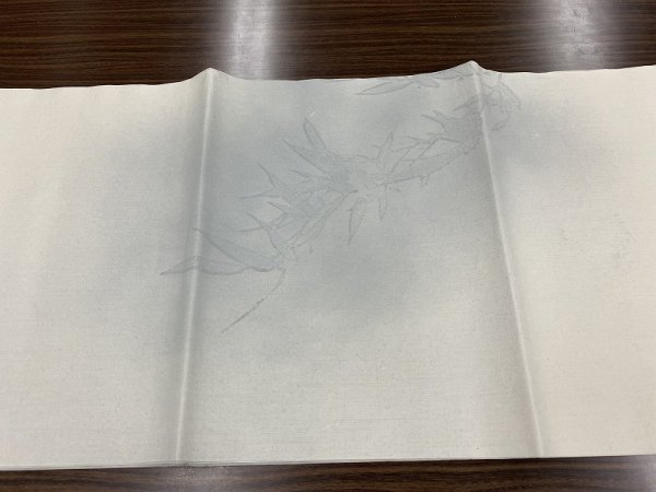 画像4: 茅水印笹ボカシ　水グレー　半切 (4)