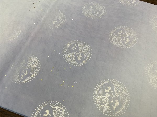 画像6: 金紋打三色ボカシ金銀砂子振　グレー系　半切 (6)