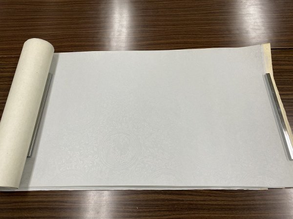 画像1: 本楮紙　全体型打　水色　半切 (1)