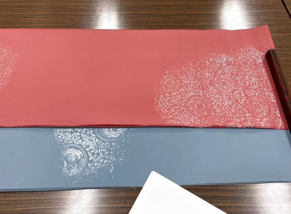 画像7: 新鳥 具引 銀型打 濃水グレー 半切 (7)