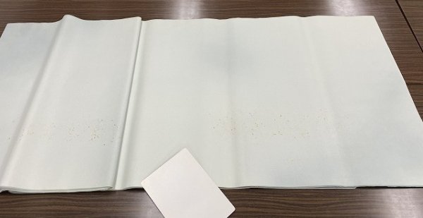 画像4: No.606 片金裾小切箔砂子全体ボカシ布目入全体ぼかし 渋水グレー 2尺×6尺 (5枚) (4)