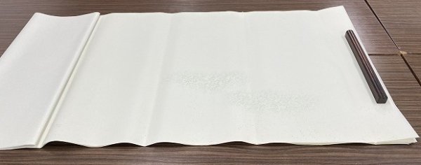 画像3: 野菊横裾型打具引砂子切箔布目入　緑グレー　2尺×6尺　（5枚） (3)