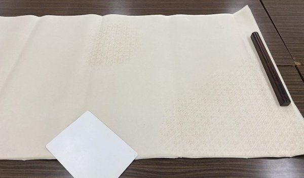 画像2: 全体色型打具引砂子切箔布目入No.91　古代茶　2尺×6尺　（5枚） (2)