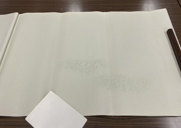画像1: 野菊横裾型打具引砂子切箔布目入　緑グレー　2尺×6尺　（5枚） (1)