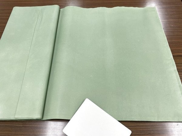 画像1: 雁皮　染め　緑グレー　2尺×6尺　（5枚） (1)
