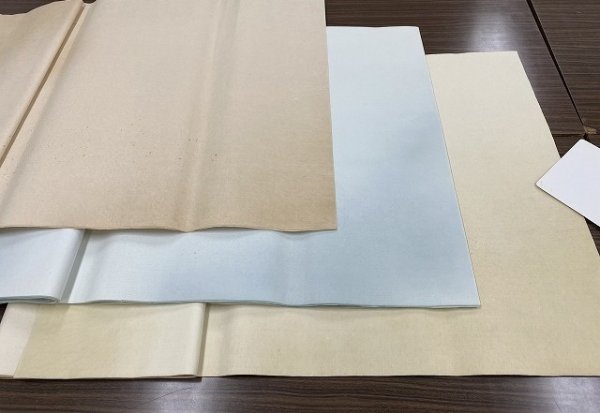 画像7: No.606　片金裾小切箔砂子全体ボカシ布目入全体ぼかし　渋オード　2尺×6尺　（5枚） (7)