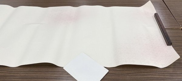 画像3: 新鳥具引砂子切箔型打布目入全体ボカシ型打 梅茶 2尺×6尺 (5枚) (3)