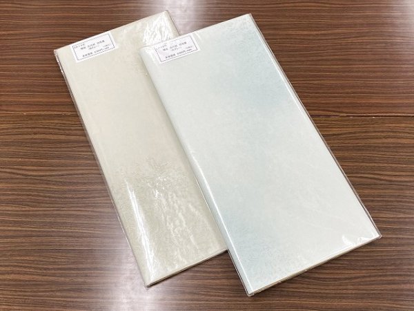 画像7: 【30％OFF】楮紙　古代紋　切箔振　緑グレー　2尺×6尺　（10枚入） (7)