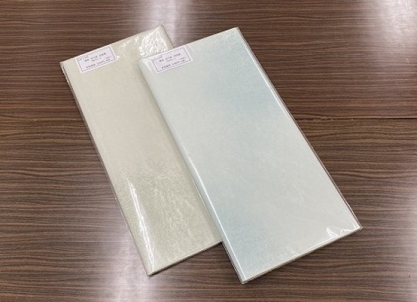 画像8: 【30％OFF】楮紙　古代紋　切箔振　緑グレー　2尺×6尺　（10枚入） (8)