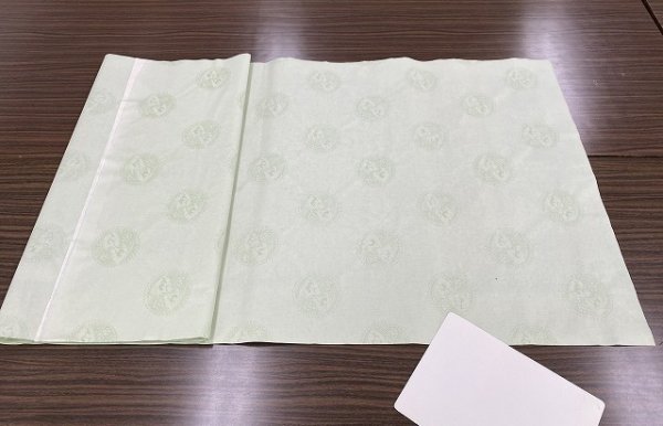 画像1: 瓦当紋　同色紋型打　紋小　白緑　1.75尺×7.5尺 (1)