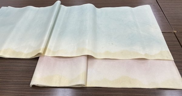 画像6: 【約30％OFF】木版刷　金銀連山　パール加工　アカネ系　1.75尺×7.5尺　（1枚） (6)