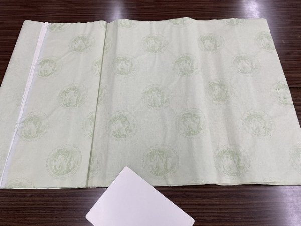 画像1: 瓦当紋　同色紋型打　紋大　白緑　1.75尺×7.5尺 (1)