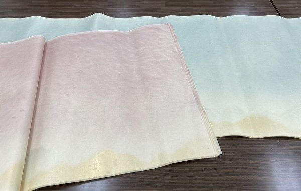 画像8: 【約30％OFF】木版刷　金銀連山　パール加工　アカネ系　1.75尺×7.5尺　（1枚） (8)