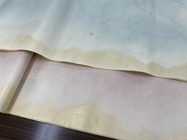 画像7: 【約30％OFF】木版刷　金銀連山　パール加工　アカネ系　1.75尺×7.5尺　（1枚） (7)