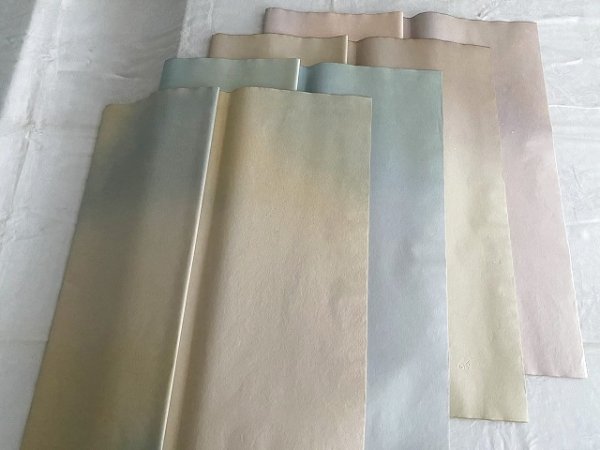 画像8: 楮紙三色ボカシ金銀砂子振No.19-1　全紙　（5枚） (8)