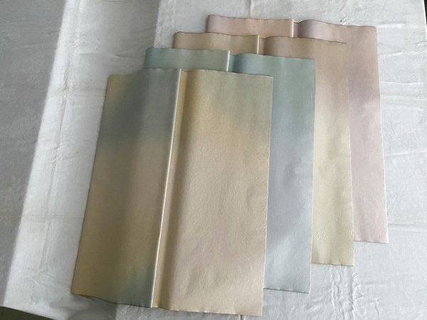 画像6: 楮紙三色ボカシ金銀砂子振No.19-2　全紙　（5枚） (6)