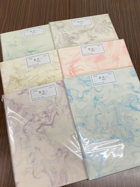 画像2: 墨流し　半切　（10枚入） (2)