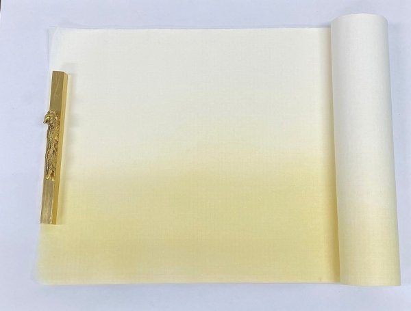 画像1: 羅紋箋No.350　横裾ボカシ砂子　金茶　1尺×3尺　（1箱20枚入） (1)