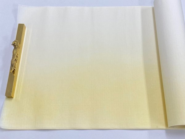 画像2: 羅紋箋No.350　横裾ボカシ砂子　金茶　1尺×3尺　（1箱20枚入） (2)