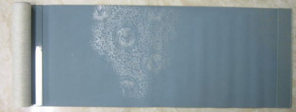 画像13: 新鳥 具引 銀型打 濃水グレー 半切 (13)