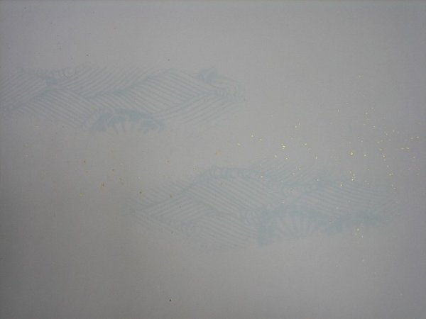 画像8: 野菊横裾型打具引砂子切箔布目入　水グレー　2尺×6尺　（5枚） (8)